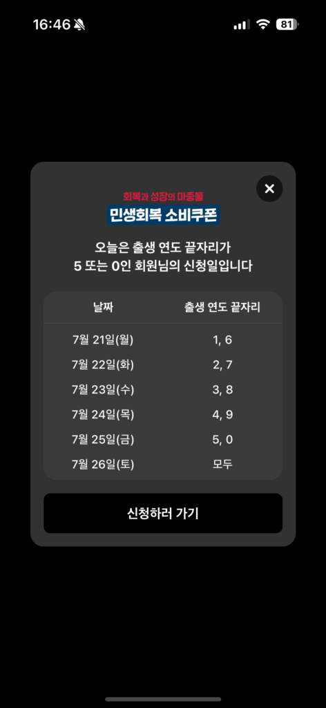 민생회복 소비쿠폰 카드실적 포함? 현대카드에서 실험.